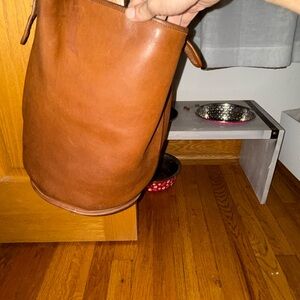 Vintage Old COACH Duffle Bucket Shoulder Bag 9953 Brown Leather